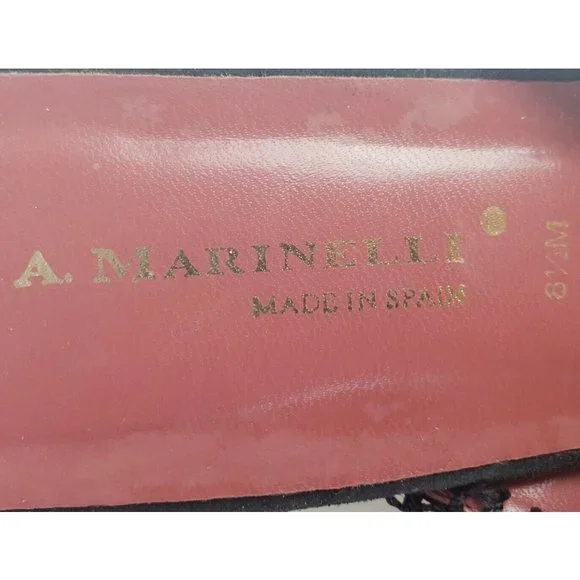 Vintage A. Marinelli Women's Black Suede Crochet Slip On Mules Size 8.5M NICE! - Picture 5 of 5